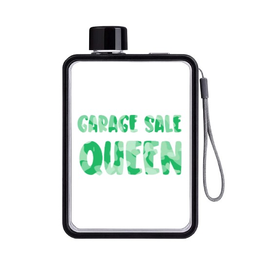 Garage Sale Queen green camo Flat Water Bottles