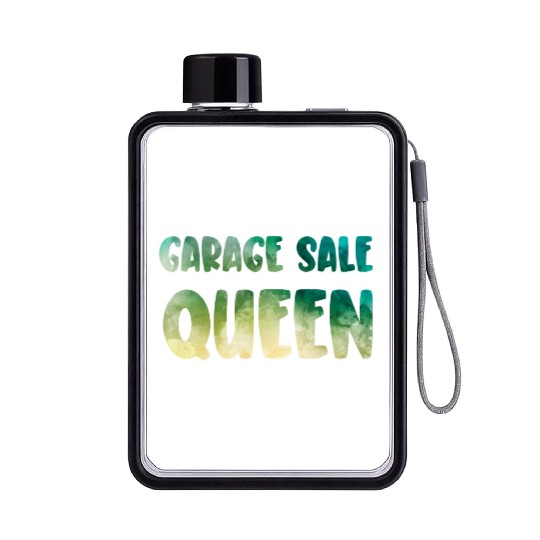 Garage Sale Queen green yellow watercolor Flat Water Bottles