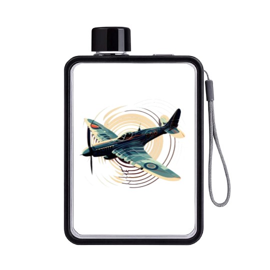 Spitfire Airplane Vintage Pilot Aviator Military Flat Water Bottles