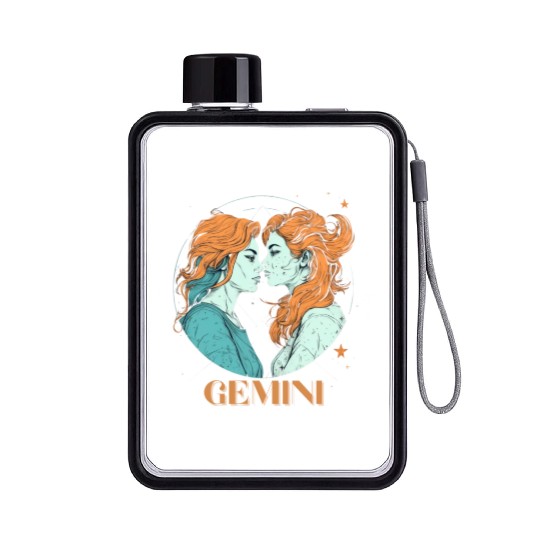 Lesbian Gemini zodiac sign gay girls horoscope Flat Water Bottles
