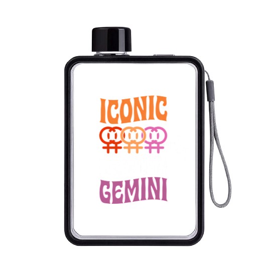 Ico Lesbian Gemini Queer Zodiac Horoscope Sign Les Flat Water Bottles