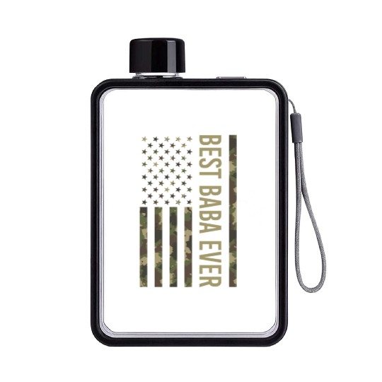 Best Baba Ever Us American Flag Camo For Fathers Flat Water Bottles