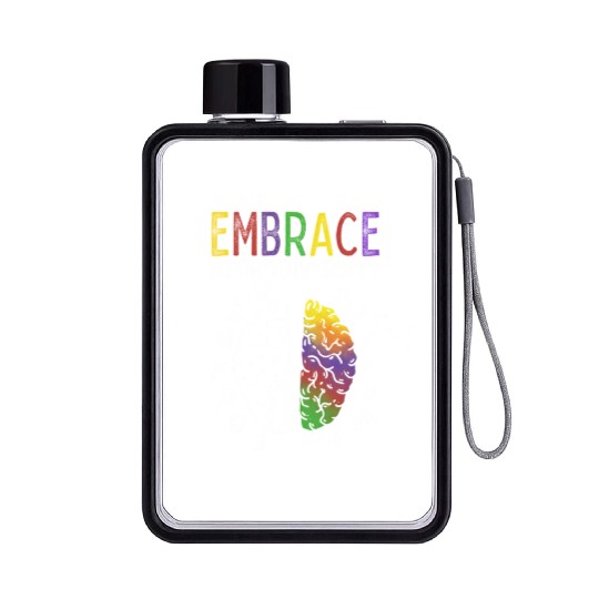 Neurodiversity Embrace Adhd Autism Asd Brain Flat Water Bottles