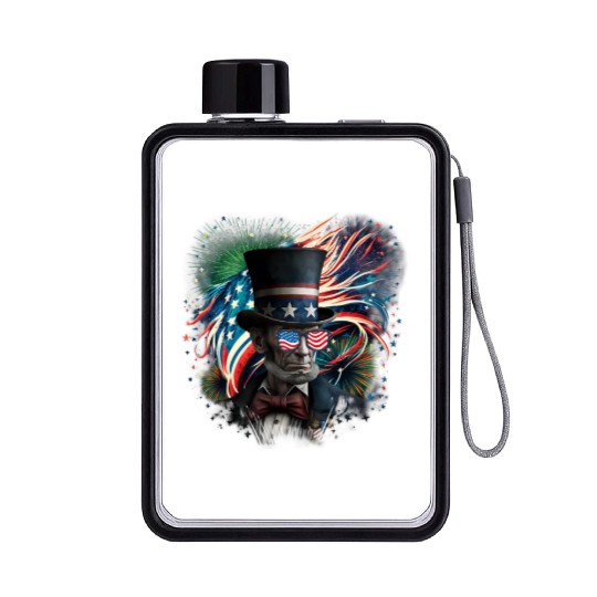 Merica Lincoln Independence Day Party 4th July Flat Water Bottles
