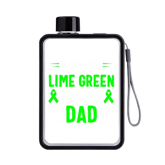I Wear Lime Green For My Dad Lymphoma Awareness Flat Water Bottles