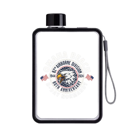 Omaha Beach airborne division 80th anniversary Flat Water Bottles