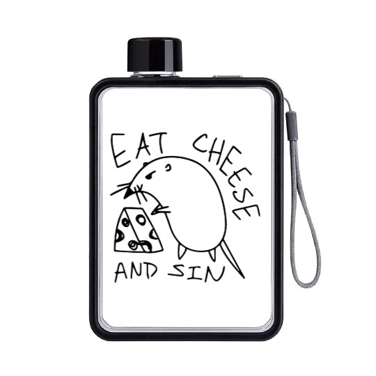 Eat Cheese And Sin Funny Cheese Lover Flat Water Bottles