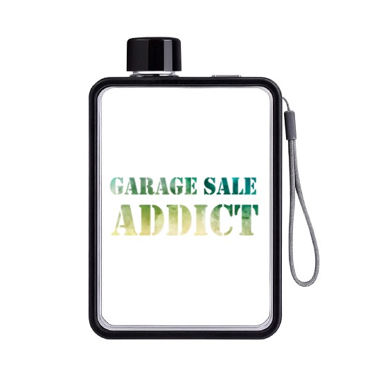 Garage Sale Addict green yellow watercolor Flat Water Bottles