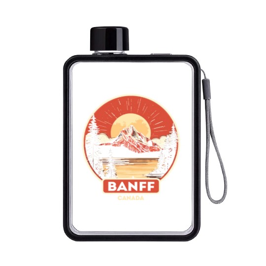 Vintage Retro Canadian Banff National Park Flat Water Bottles