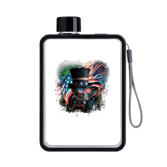 Merica Lincoln Independence Day Party 4th July Flat Water Bottles