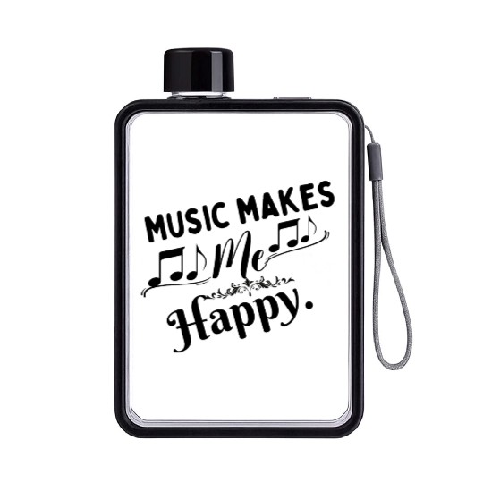 Music makes me happy Flat Water Bottles