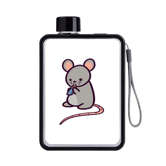 Cute Rat Candy Bar Flat Water Bottles