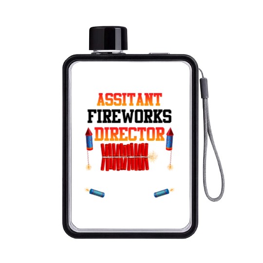 Independence Day Assistant Fireworks Director USA Flat Water Bottles