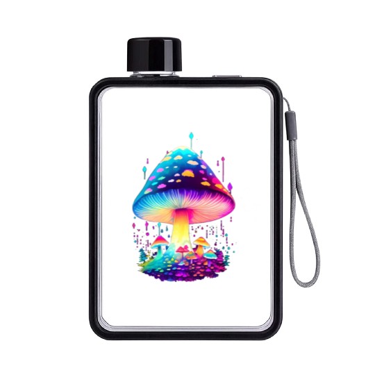 Enchanting Fungi: A Neon Wonderland Flat Water Bottles