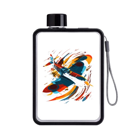 Spitfire Airplane Pilot Aviator Military Warbirds Flat Water Bottles