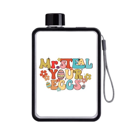 Mr Steal Your Eggs Groovy Easter Day Easter Egg Flat Water Bottles