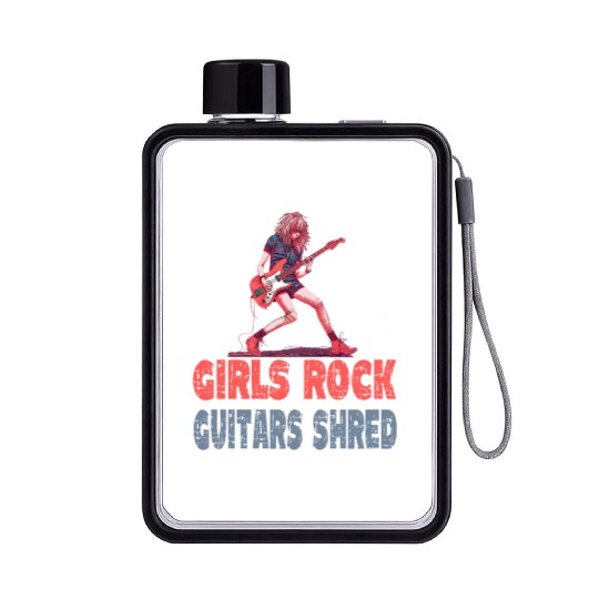 Gilrs Rock Guitar Shrek Flat Water Bottles