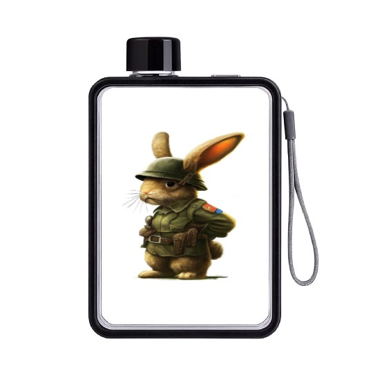 Courageous Bunny Soldier Flat Water Bottles