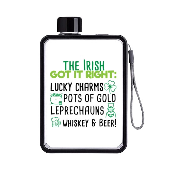 Lucky Irish Charms Aesthetic Flat Water Bottles