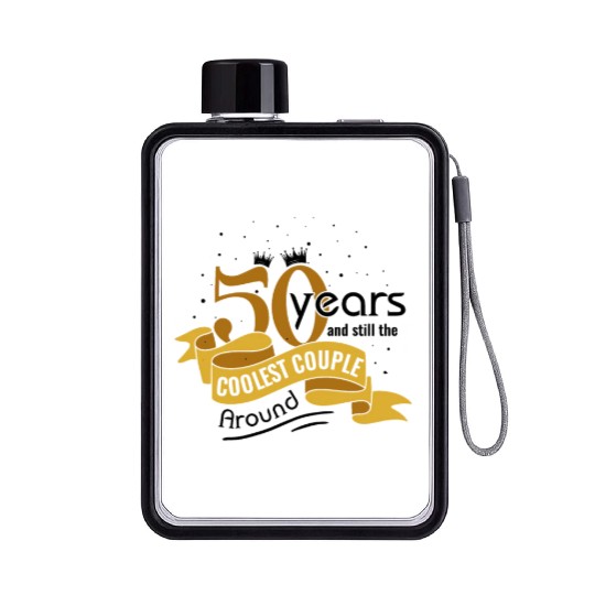 50th Wedding Anniversary Husband Wife Marriage Flat Water Bottles