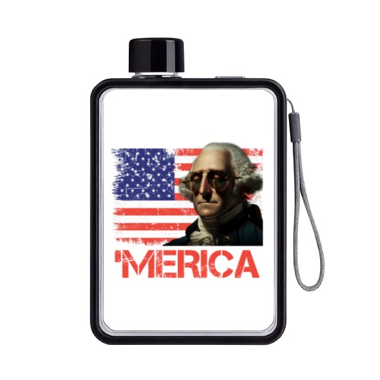Merica George Washington Independence Day USA Flat Water Bottles