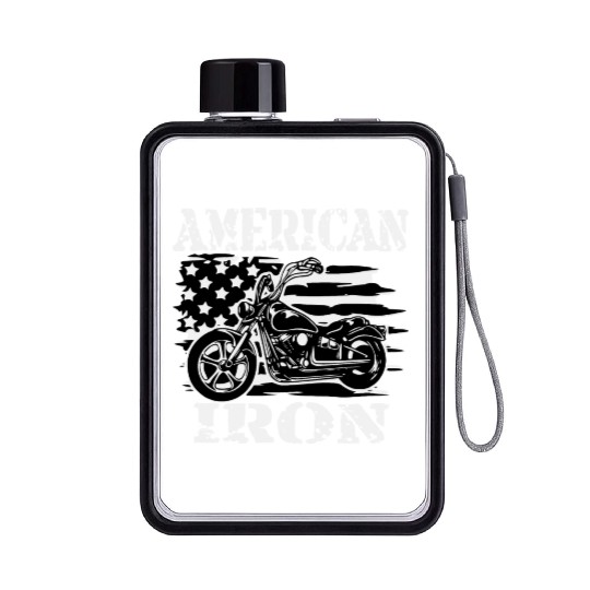 American Iron Motorcycle ©WhiteTigerLLC.Com Flat Water Bottles
