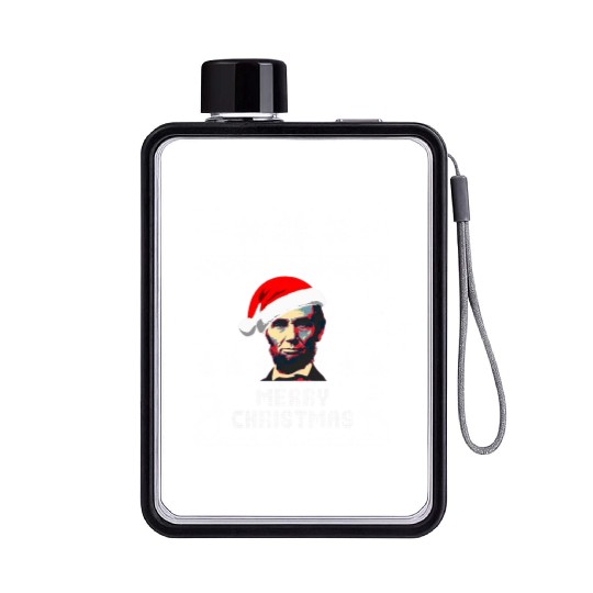 Abraham Lincoln Merry Christmas Flat Water Bottles