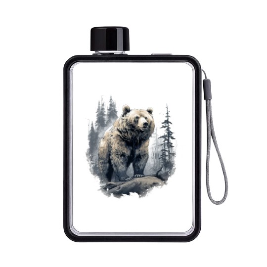 Majestic Forest Bear Flat Water Bottles