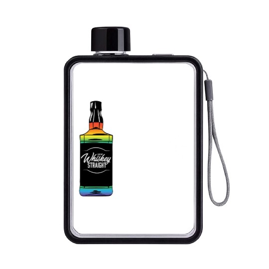 Proud Ally LGBT I Like My Bourbon Straight LGBTQ Flat Water Bottles