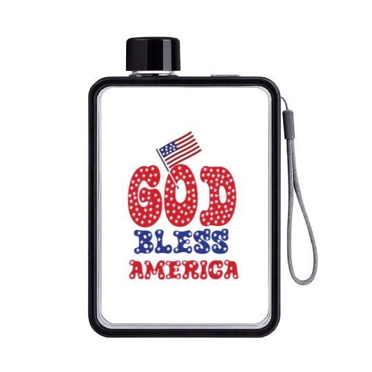 PATRIOTIC DAY GOD BLESS AMERICA Flat Water Bottles