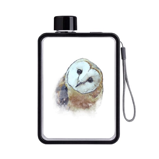 Barn Owl Painting Owl Flat Water Bottles
