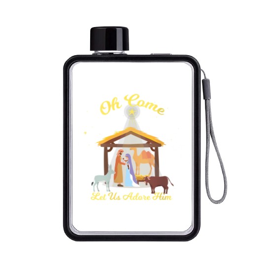 Let Us Adore Him - Advent Nativity Scene North Flat Water Bottles