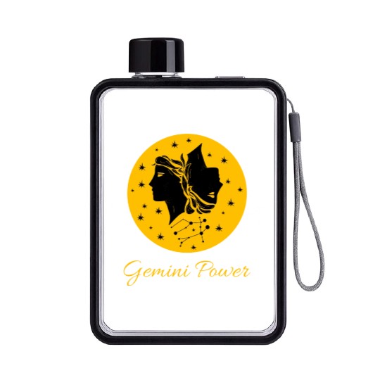 Gemini Power Zodiac Sign Flat Water Bottles