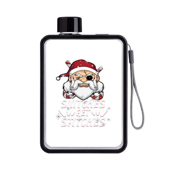 Snitches Get Stitches Santa Hat Funny Santa Pirate Flat Water Bottles