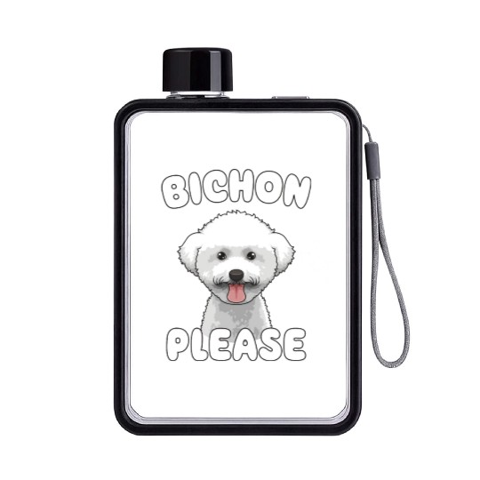 Bichon Please Bichon Frise Dog Lover Funny Pun Flat Water Bottles