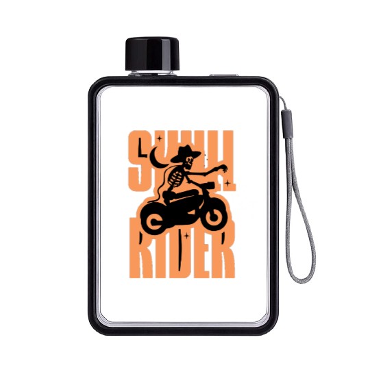 Skull Rider AI Flat Water Bottles