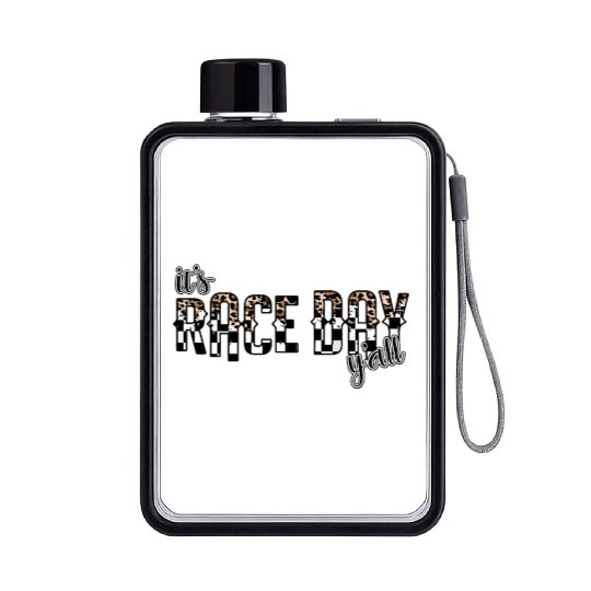 Leopard It'S Race Day Y'All Checkered Flag Racing Flat Water Bottles