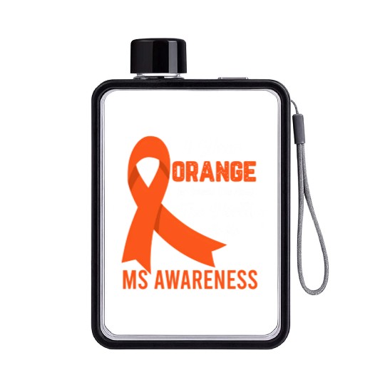 I Wear Orange For Someone Who Means World To Me Ms Flat Water Bottles