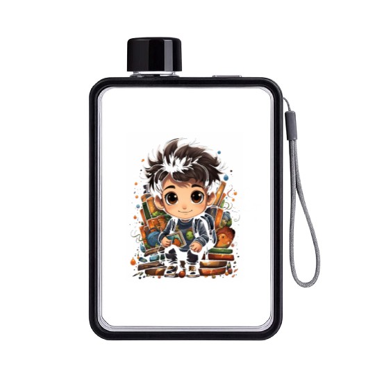 Back to School Pre-K Kindergarten Student Chibi Flat Water Bottles