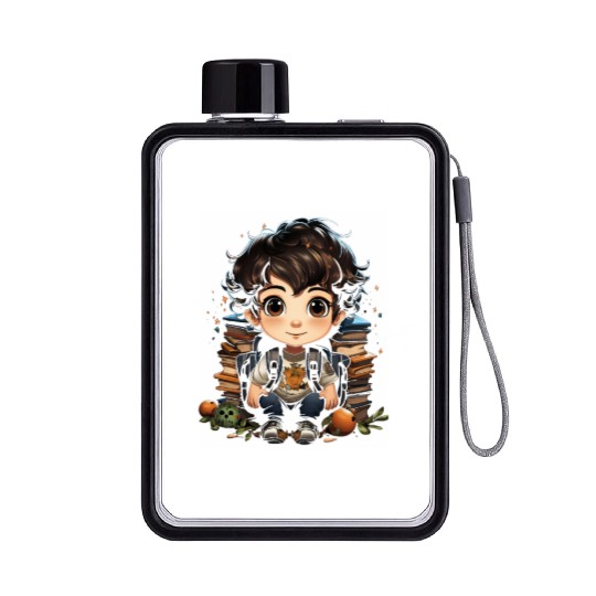 Back to School Pre-K Kindergarten Student Chibi Flat Water Bottles
