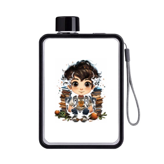 Back to School Pre-K Kindergarten Student Chibi Flat Water Bottles