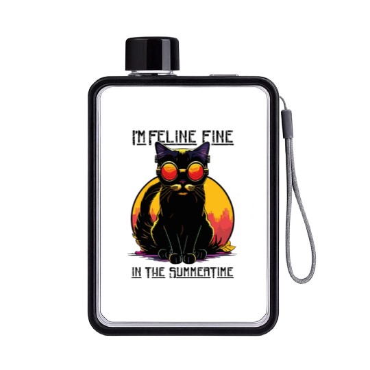 FELINE Fine | Cat Lover Summer Animal Beach Party Flat Water Bottles