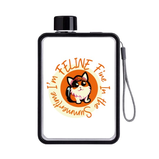 I'm FELINE Fine | Cat Lover Summer Animal Party Flat Water Bottles