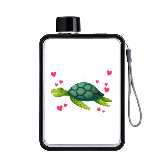 Funny Sea Turtle Turtle Lover Ocean Turtles Flat Water Bottles