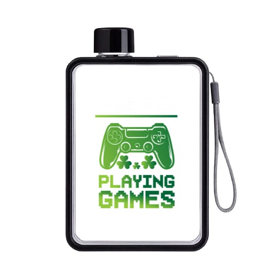 Gamer St Patricks Day P Is For Playing Video Game Flat Water Bottles