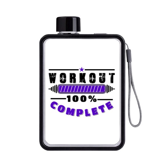 Gym Workout 100% complete Flat Water Bottles
