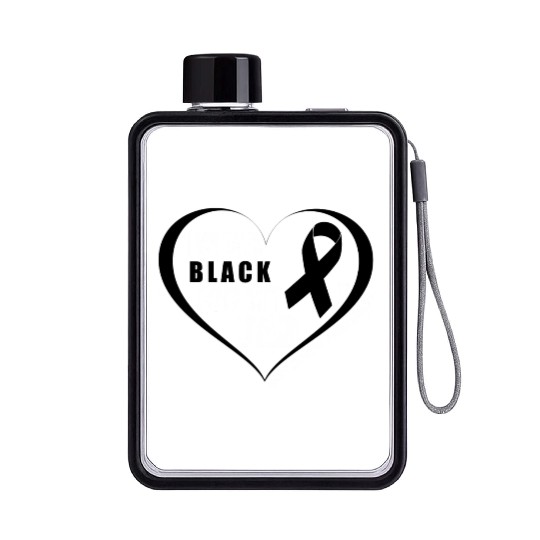 I Wear Black For My Dad Skin Cancer Awareness Flat Water Bottles