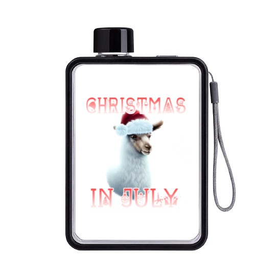 Festive alpaca - Christmas in July Flat Water Bottles