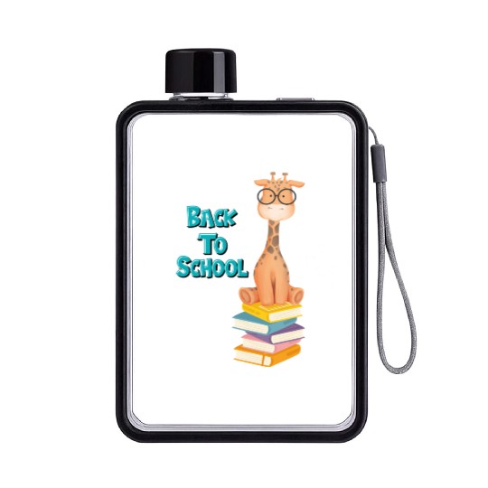 Back To School Giraffe Flat Water Bottles