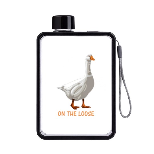 World s Silliest Goose On The Loose Funny Silly Flat Water Bottles